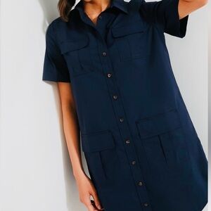 TUCKERNUCK NAVY LIGHTWEIGHT POPLIN NALA DRESS